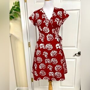GLOBAL MAMAS Hand Made Organic Cotton Wrap Dress Deco Lace Rosewood women's M